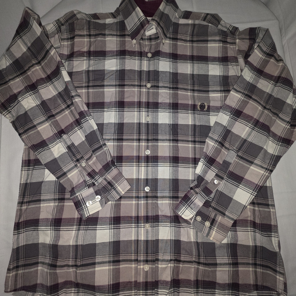 Cinch Men's Plaid Button-Down Shirt - Plum, Gray, Cream. Sz S.